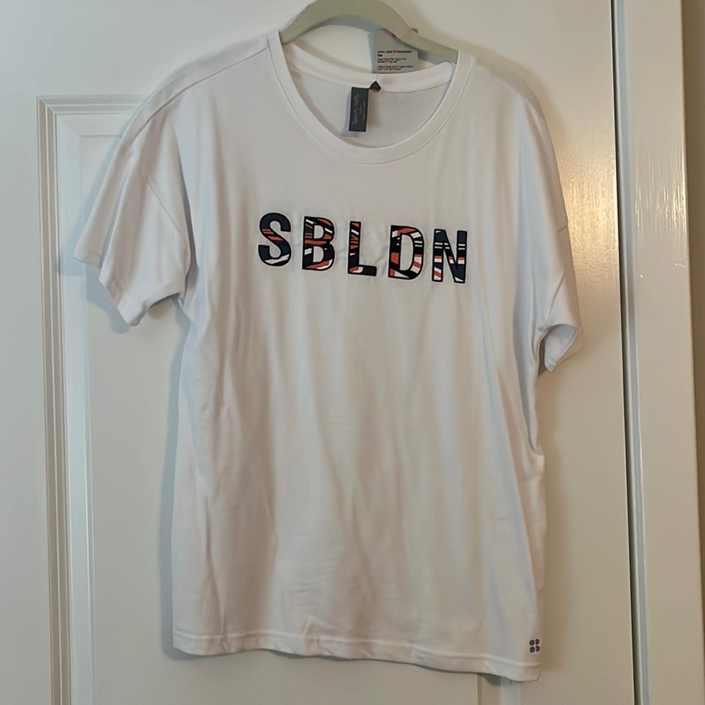 Sweaty Betty London Short Sleeve T-shirt with Embroidered Letters on Front